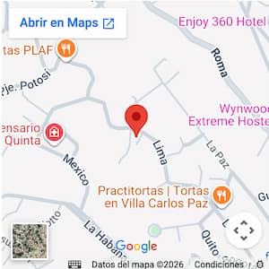 Ubicación de Las Rosityas, 2 casas para 6 y 9 personas con pileta en Carlos Paz