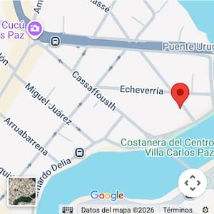 Ver ubicación de 2 departamentos céntricos para 4 a 5,  a 1 cuadra del lago, Carlos Paz